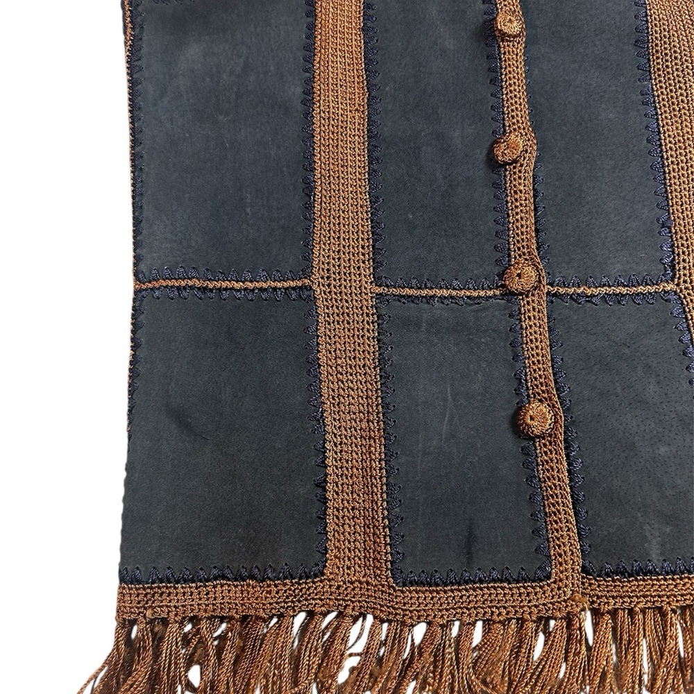 Suede Essentials Boho Patchwork Suede & Crochet F… - image 2